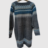 Nora – Modro-bílý tmavý svetr s nordickým vzorem