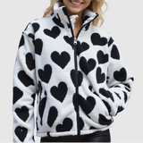 Nina - Fleece Mikina s Potiskem Srdcí