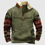 Daniel - Fleecová mikina s barevnými rukávy a krátkým zipem