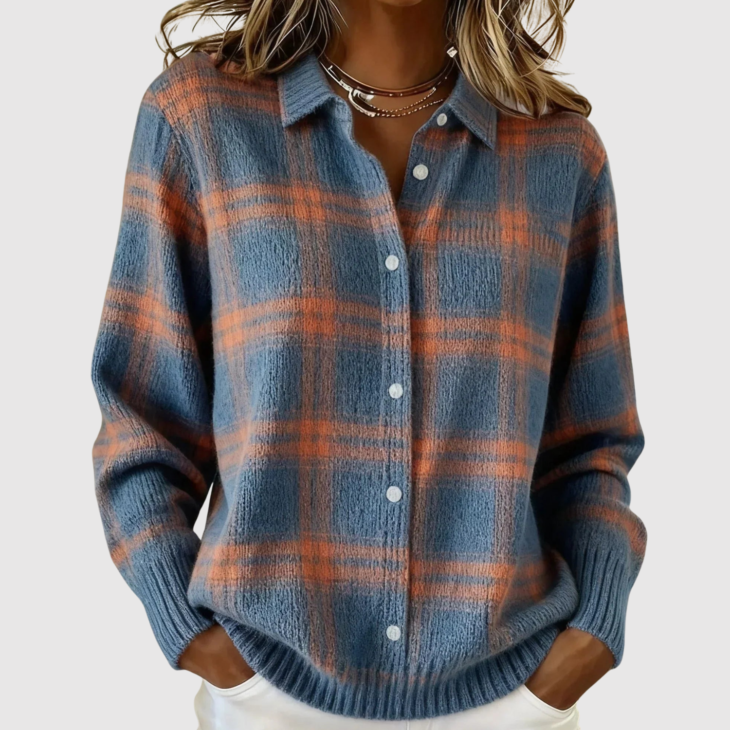 Nora – Retro svetr s kontrastními čtvercovými vzory