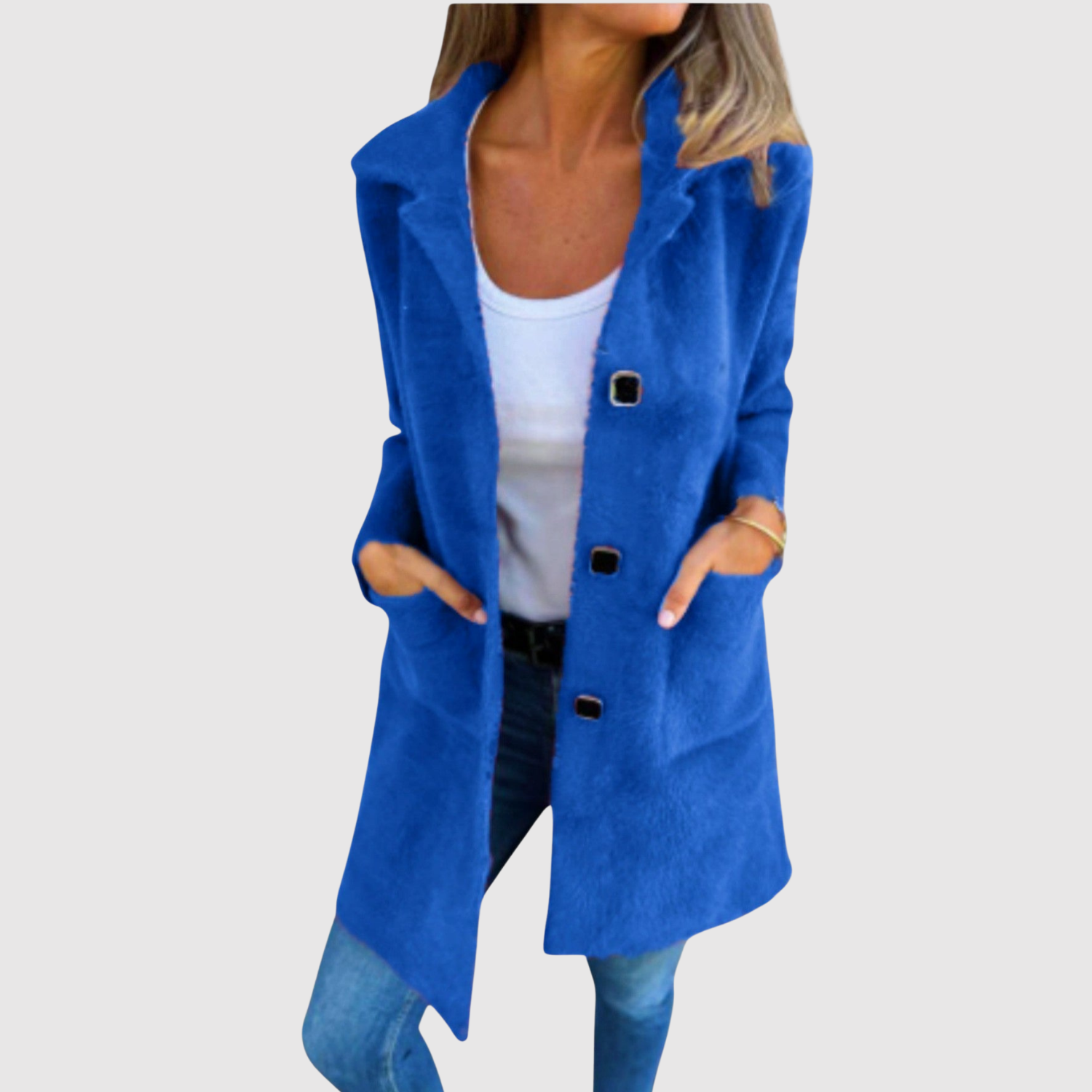 Jelena – Dlouhý kabát s tradičními knoflíky