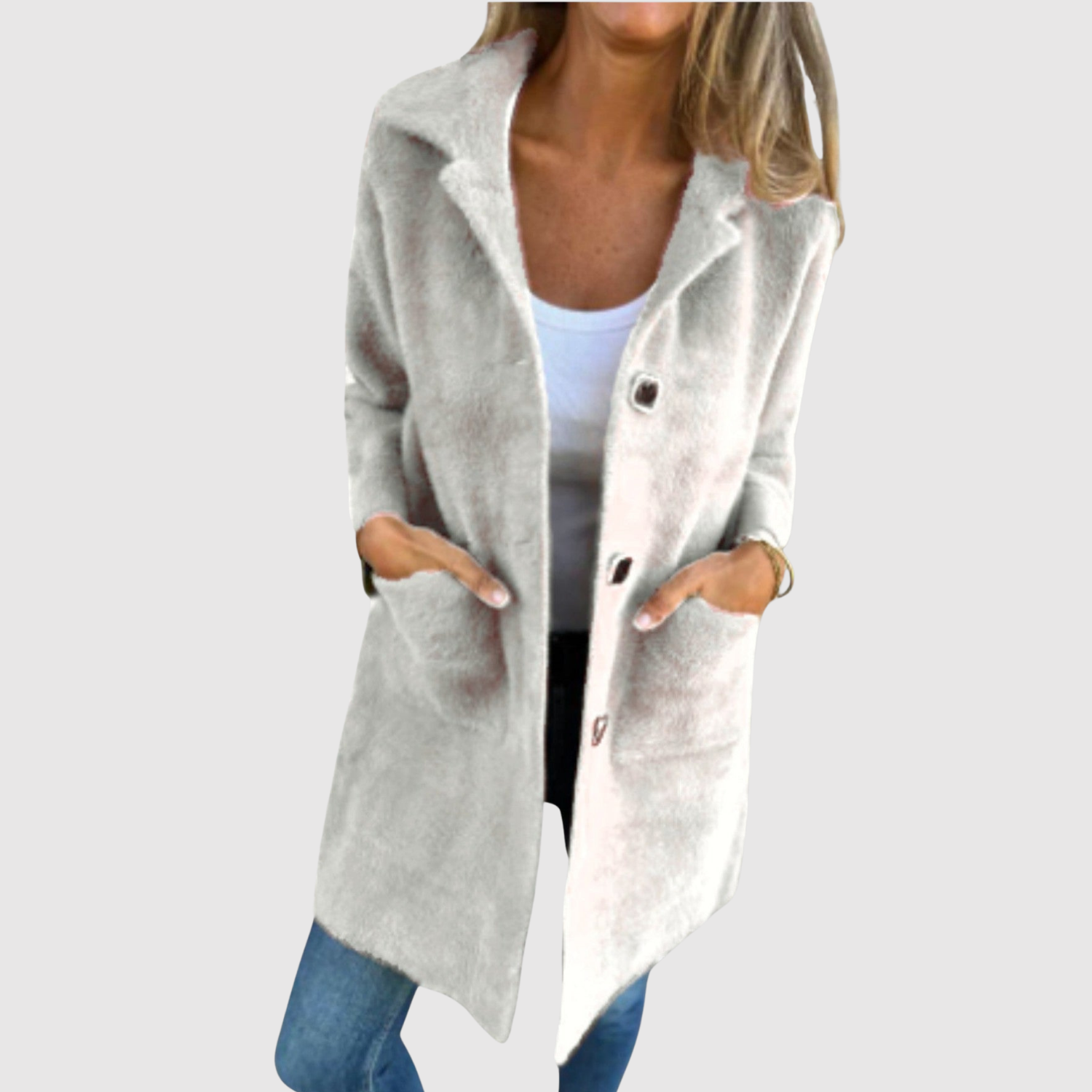 Jelena – Dlouhý kabát s tradičními knoflíky