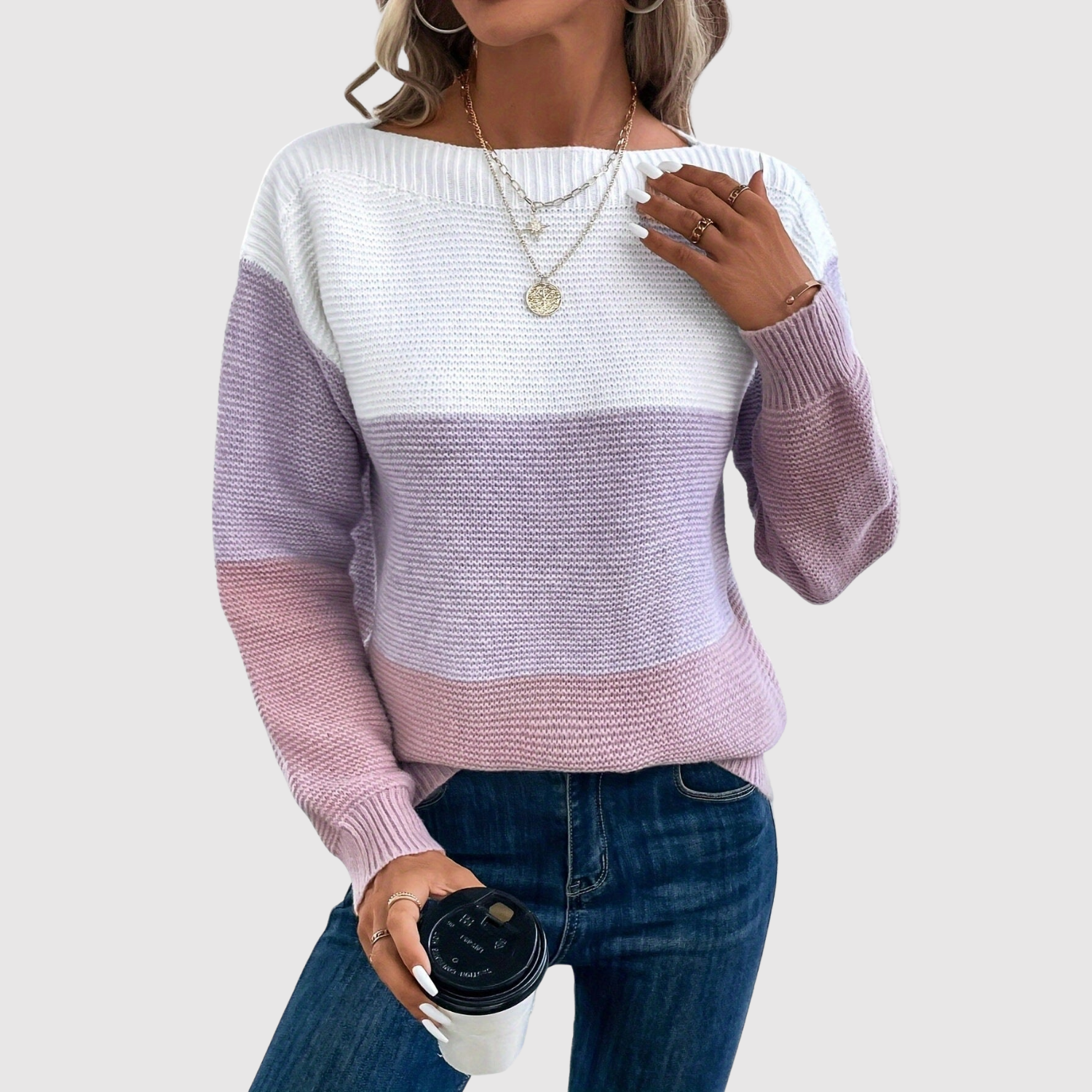 "Nora – Svetr s barevnými bloky" could be rewritten as "Nora – Svetr s barevnými segmenty".