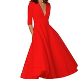 Laura | Midi šaty pro ženy s A-linií a V výstřihem