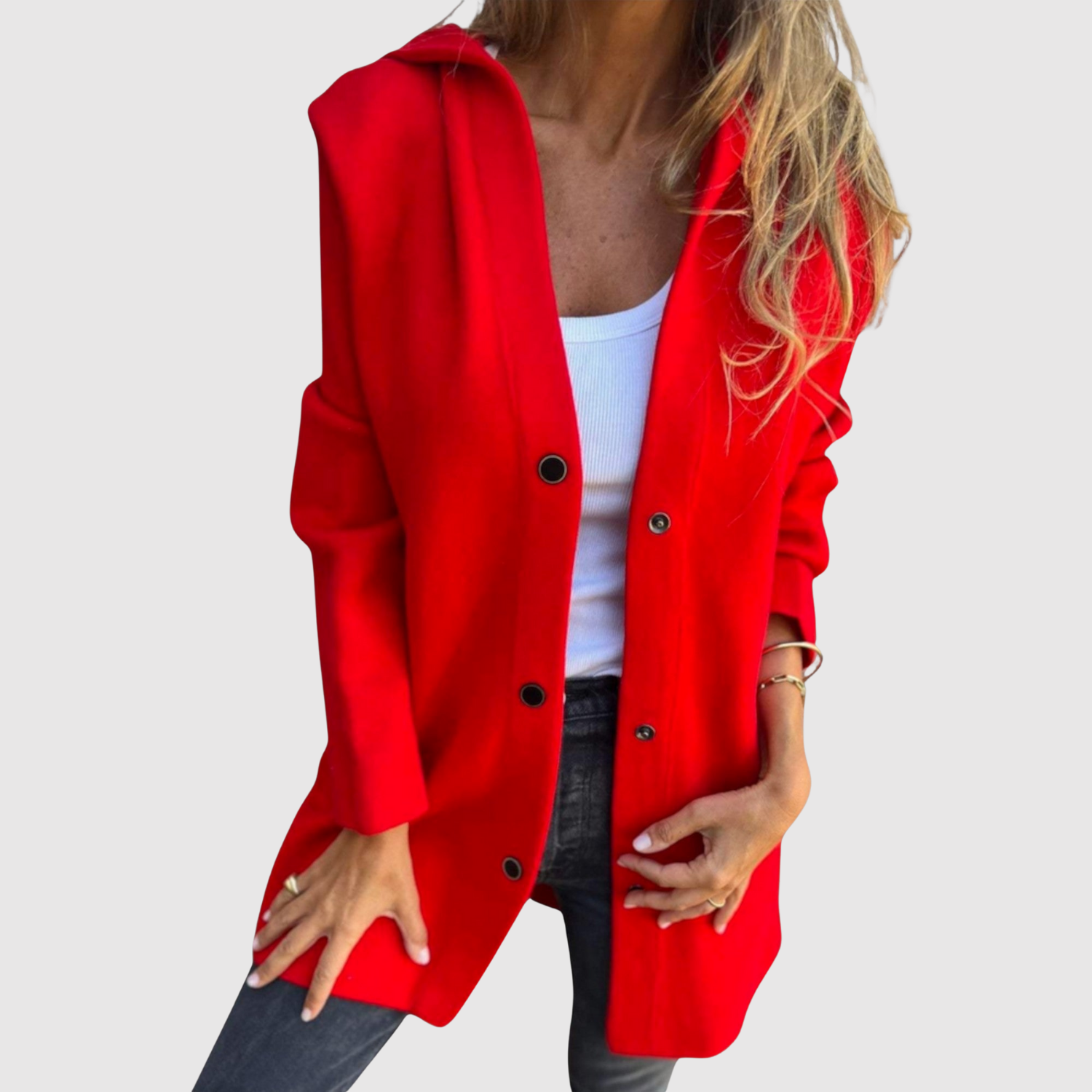 Jelena – Elegantní sako s pleteným designem a knoflíky