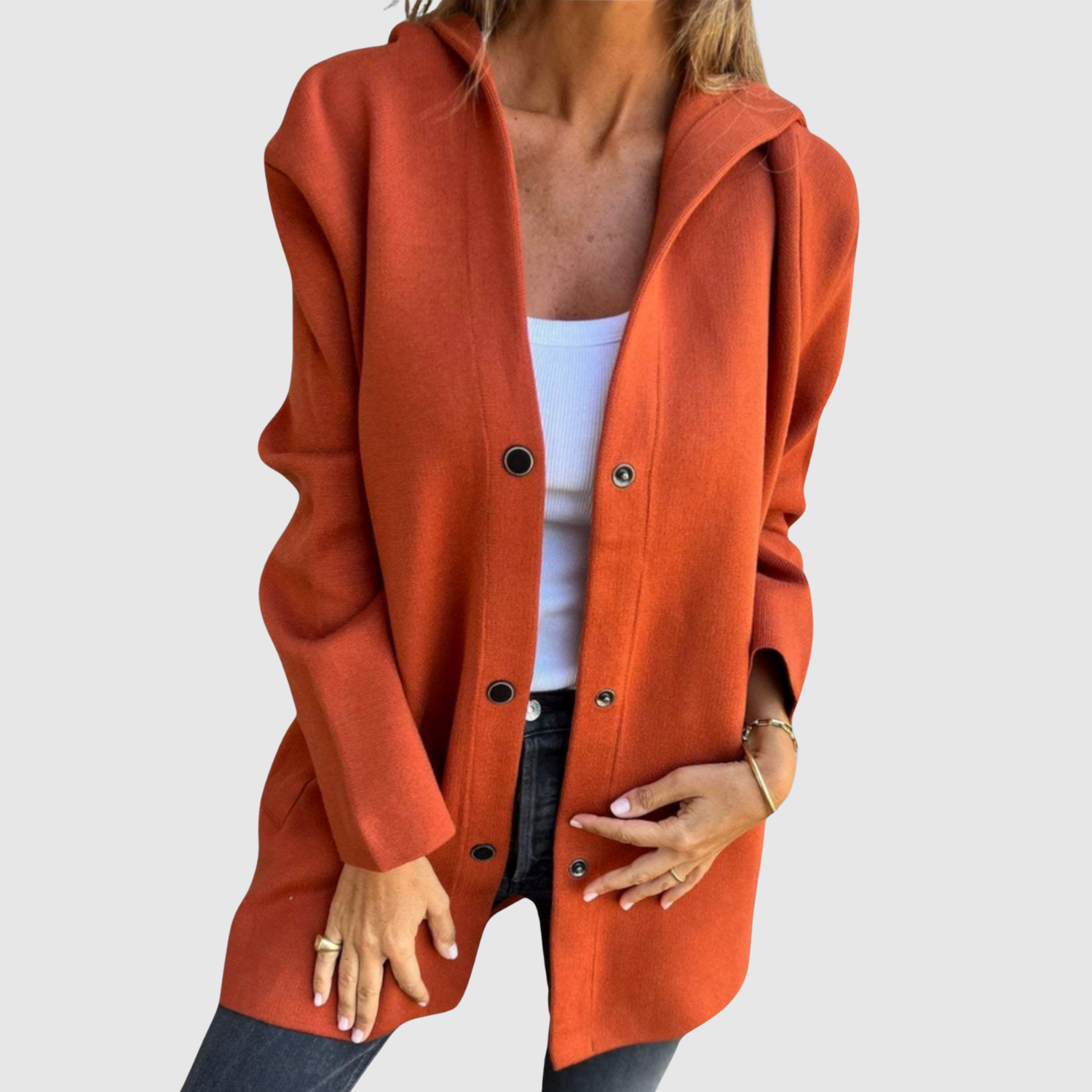 Jelena – Elegantní sako s pleteným designem a knoflíky