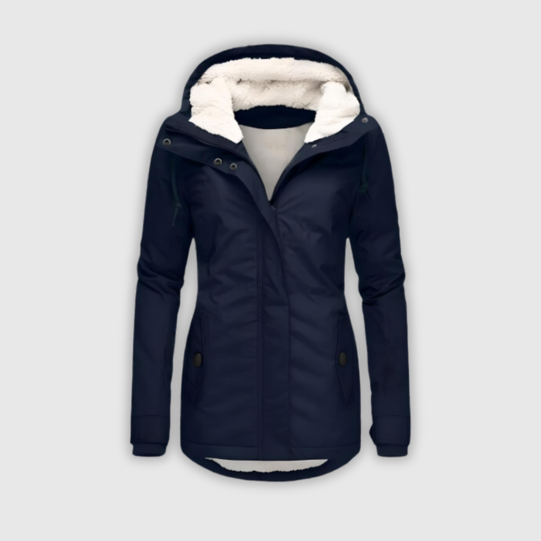 Erika - Voděodolný dlouhý kabát s kapucí a zateplenou podšívkou