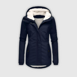 Erika - Voděodolný dlouhý kabát s kapucí a zateplenou podšívkou