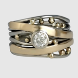 Valérie – Dvoubarevný prsten s krystalem a moderním stylem