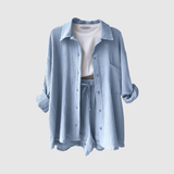 Natálie – Stylový letní set s košilí a šortkami