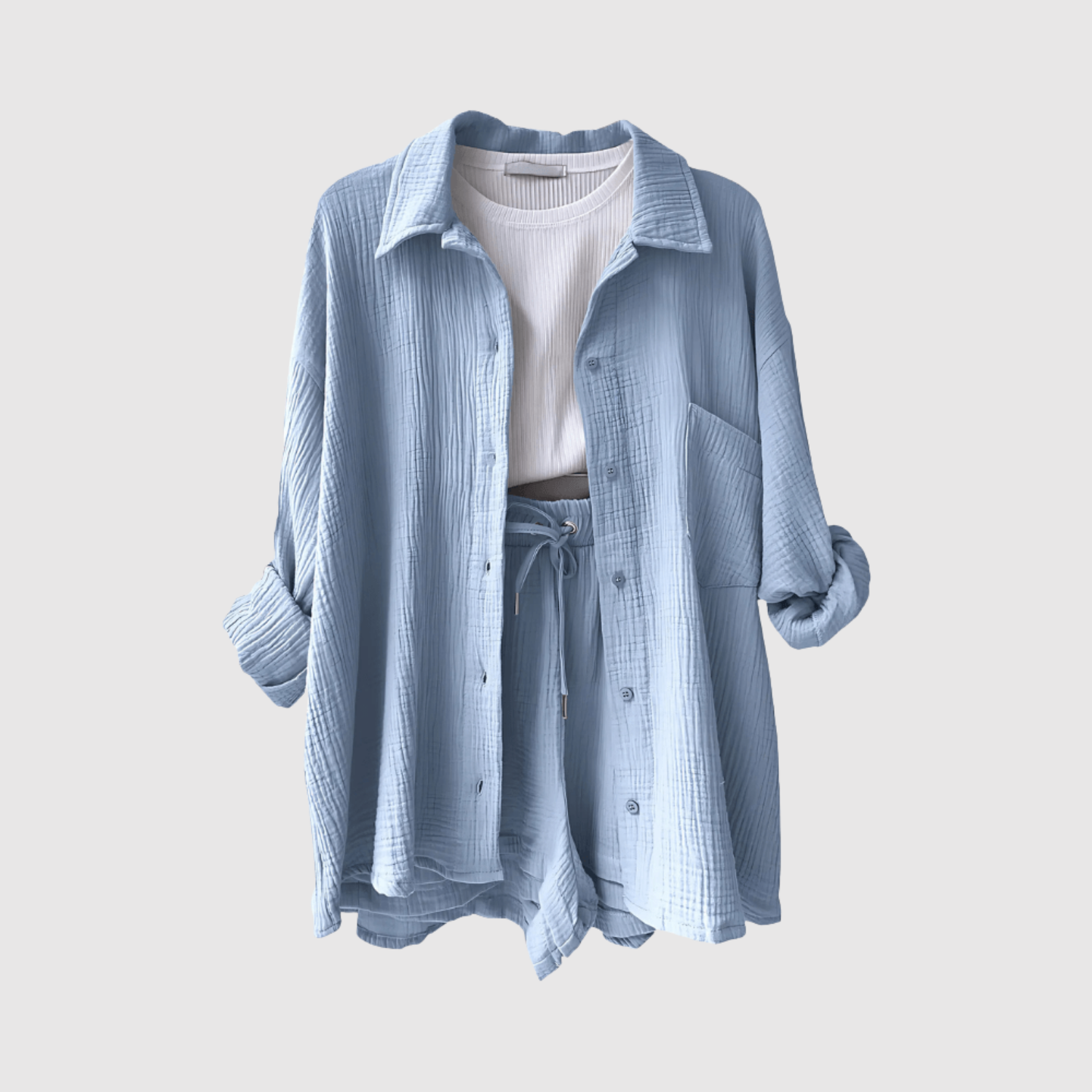 Natálie – Stylový letní set s košilí a šortkami