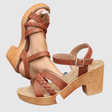 Teodora - Sandály na platformě s pleteným páskem