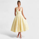 Halina - Midi šaty s korzetovým topem a volánovými detaily