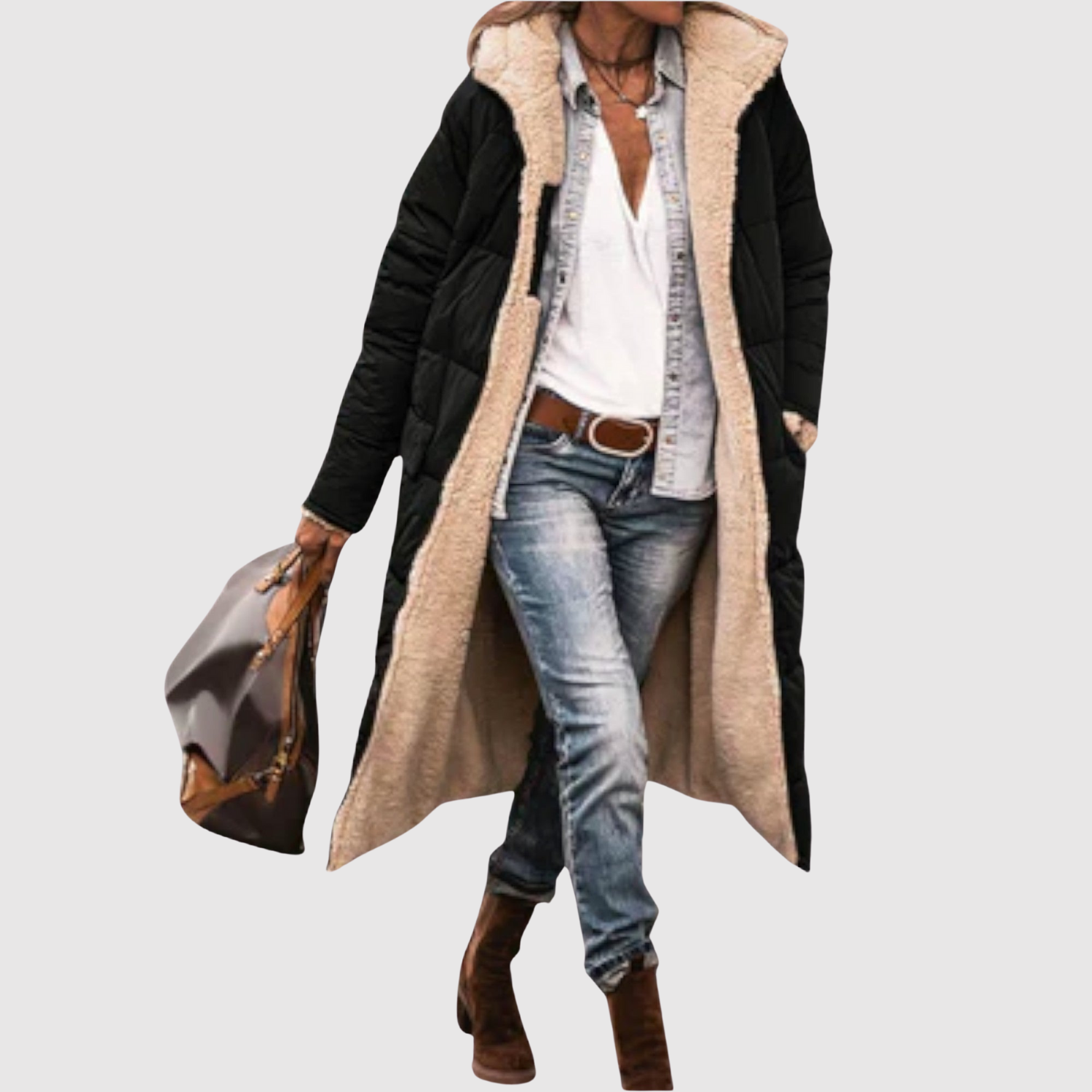 Jelena – Dlouhá polopřechodná bunda s péřovou výplní