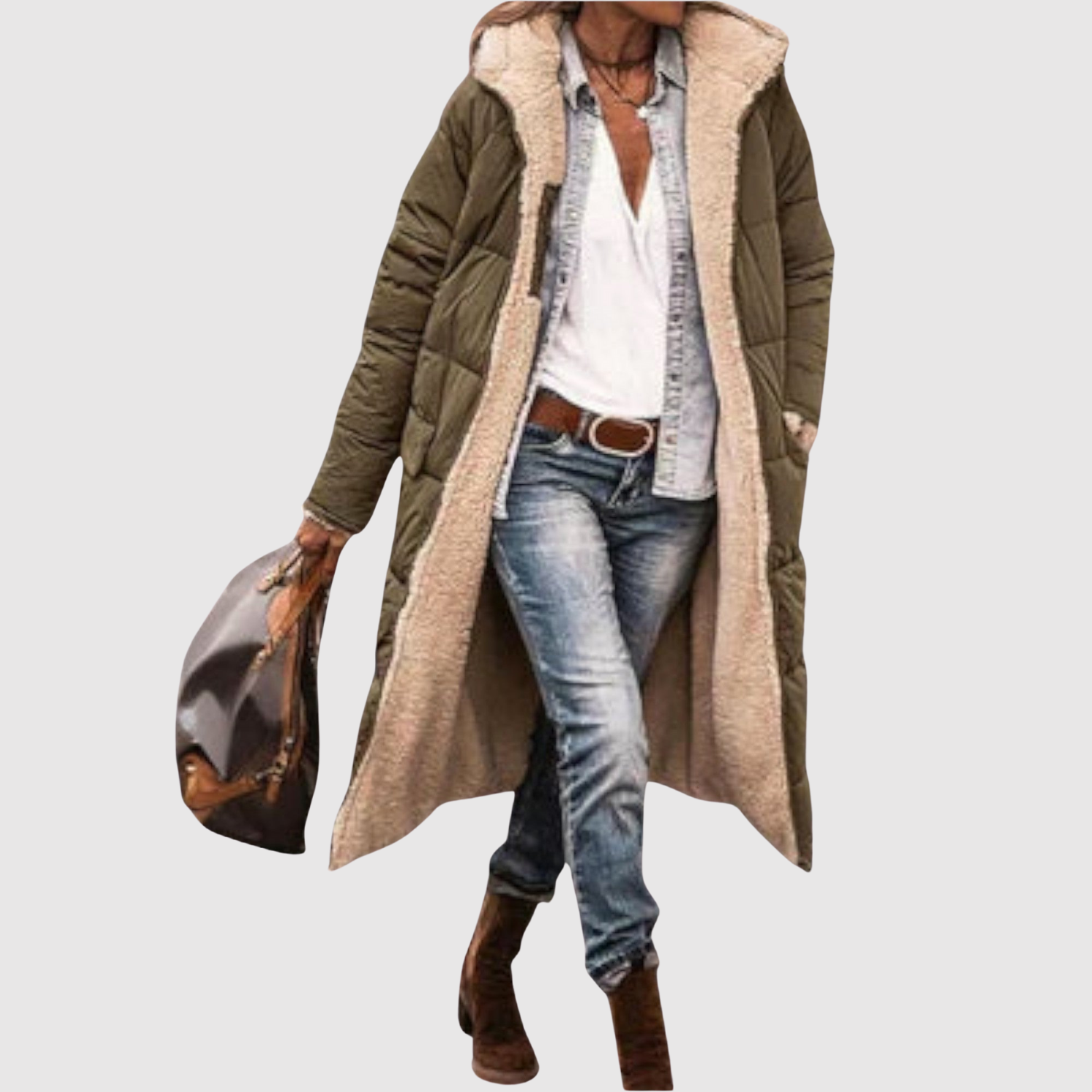 Jelena – Dlouhá polopřechodná bunda s péřovou výplní