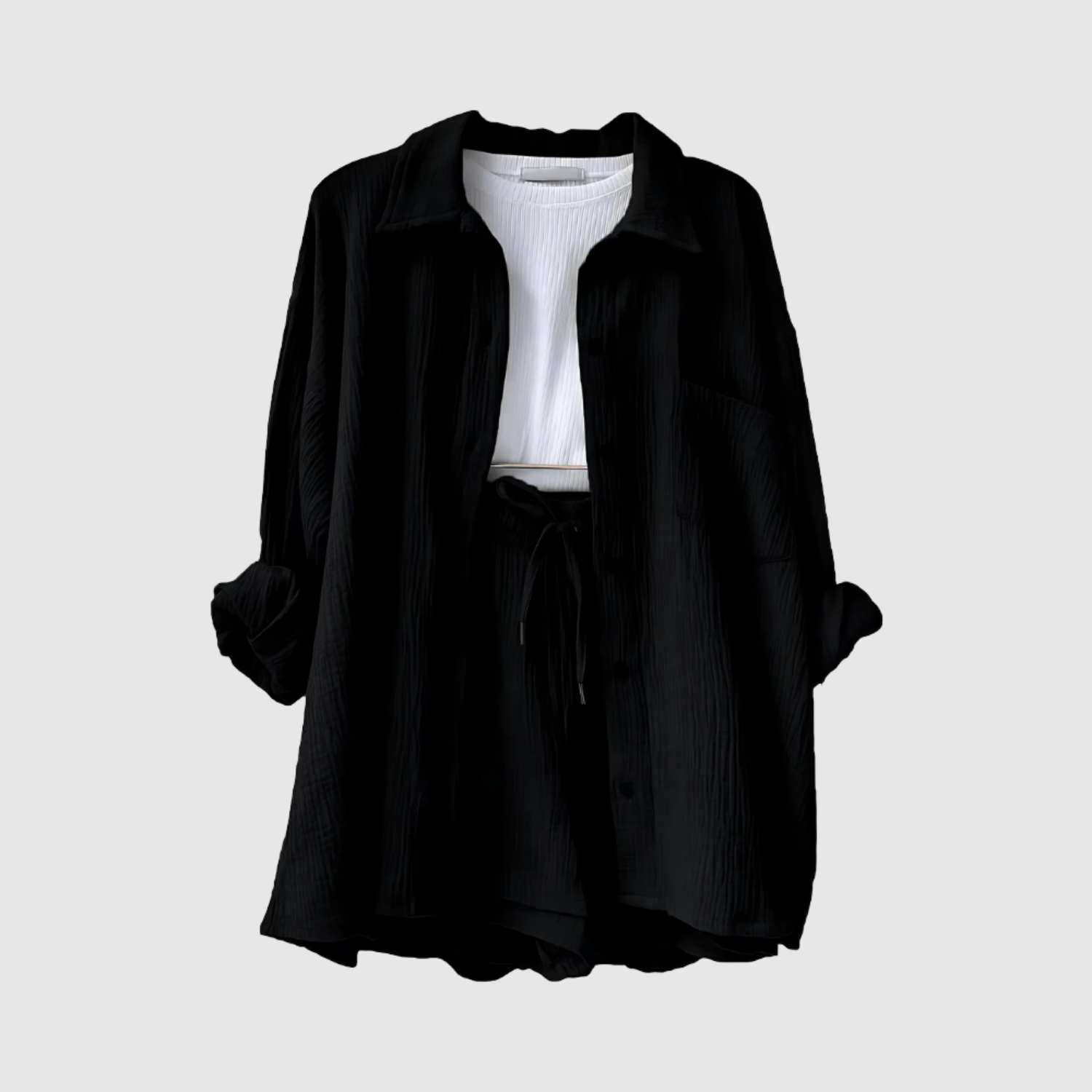 Natálie – Stylový letní set s košilí a šortkami