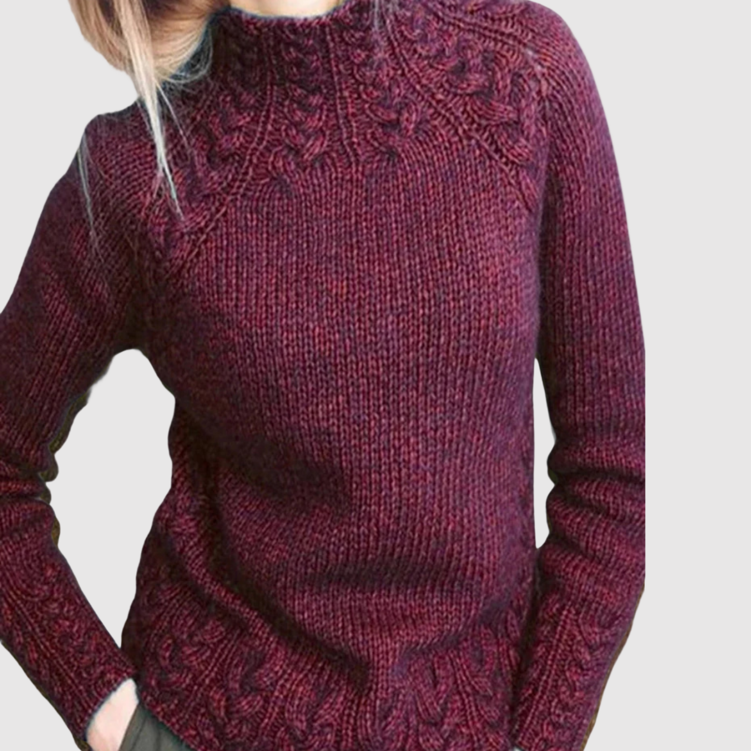 Nora – Svetr s vysokým límcem a jemným vzorem