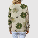 Nora – Svetr s Velkými Květinovými Vzory a V-čkovým Výstřihem