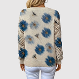 Nora – Svetr s Velkými Květinovými Vzory a V-čkovým Výstřihem