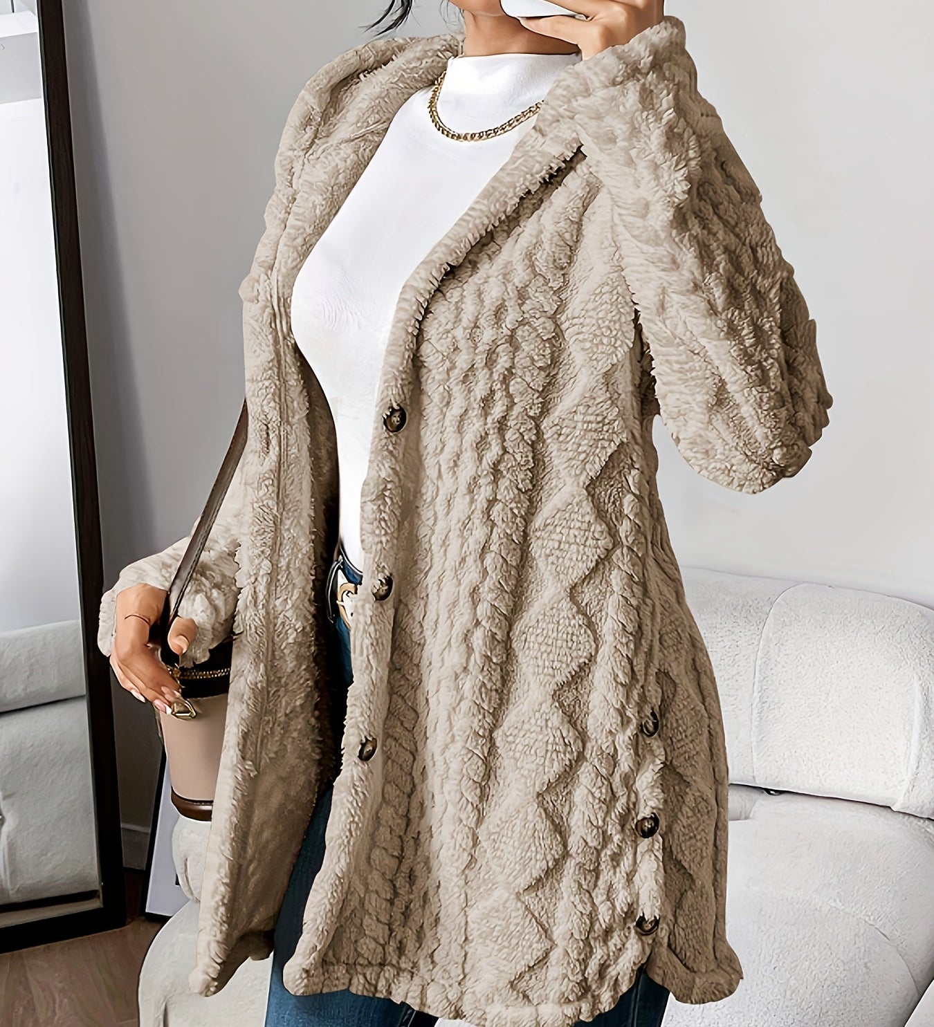 Sarahi™ | Kabát s měkkou huňatou kapucí