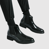 Oskar - Kožené boty s elastickým prvkem