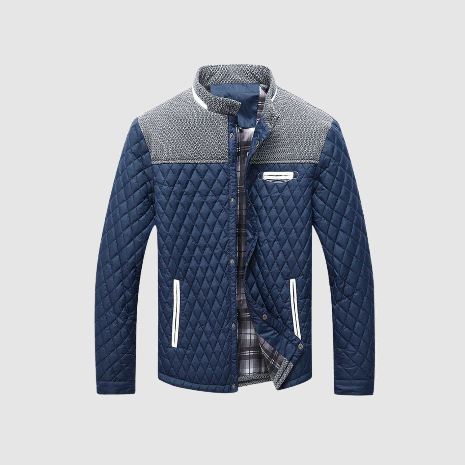 Marek – Pánská prošívaná bunda s kostkovanou podšívkou" can be rewritten as:

"Marek – Pánská prošívaná bunda s kostkovaným vzorem podšívky