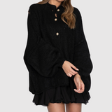 Nora – Elegantní pletený svetr s módními knoflíky