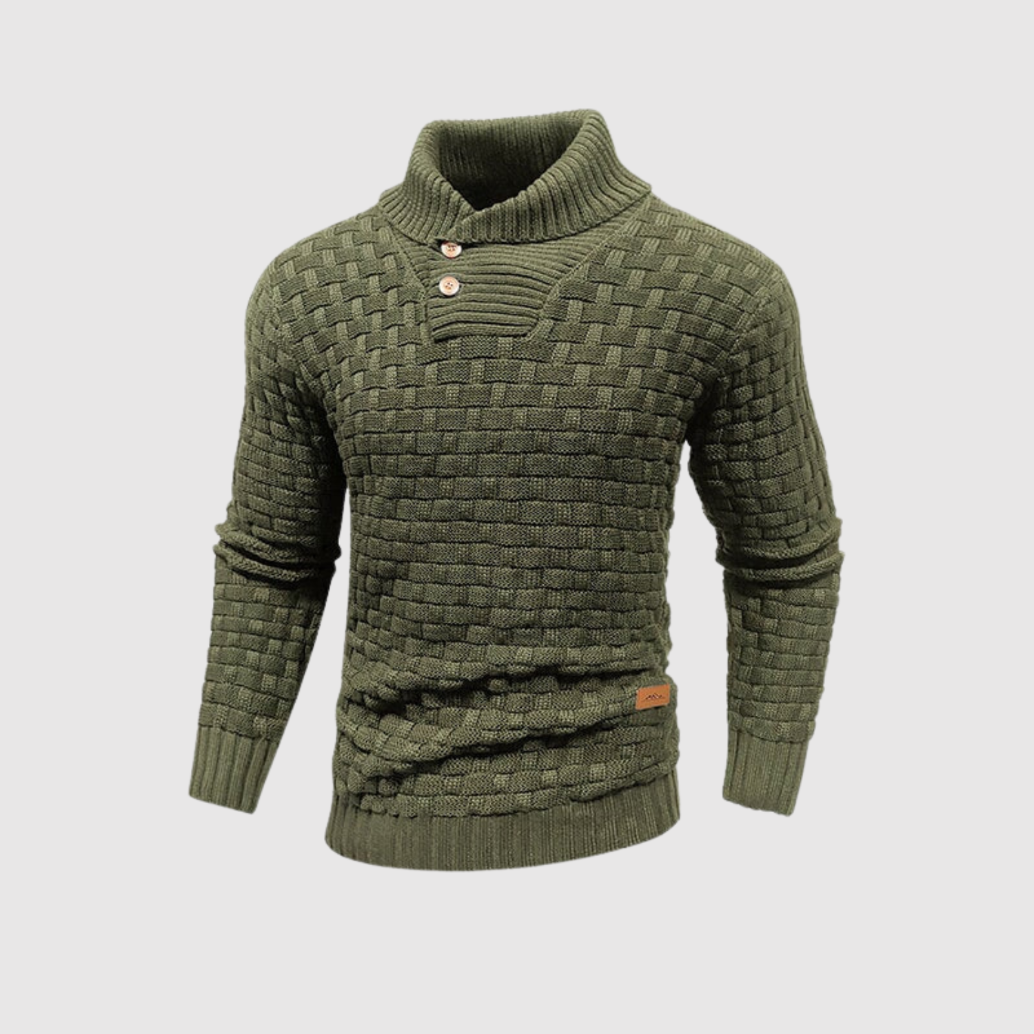 Daniel – Pánský pletený svetr s knoflíky a vysokým límcem" can be rewritten as:

"Daniel – Pánský svetr s pleteným vzorem, knoflíky a vysokým límcem