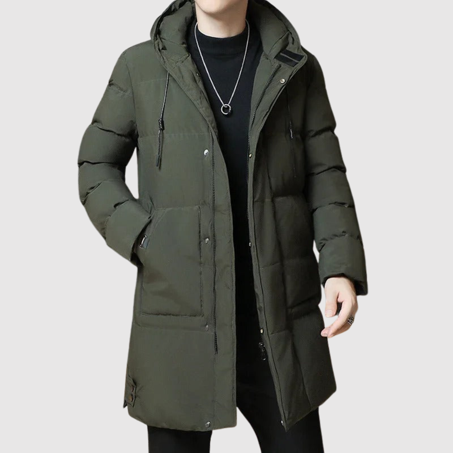 Marek – Dlouhá péřová bunda s kapucí" can be rewritten as: "Marek – Dlouhá péřová bunda s kapucí pro maximální pohodlí