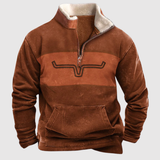 Daniel - Fleecová mikina s barevnými rukávy a krátkým zipem