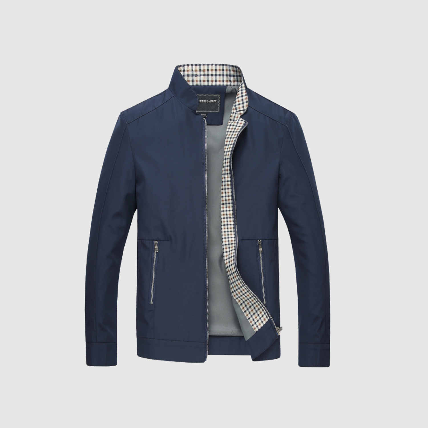Marek – Pánská stylová bunda s kostkovanou podšívkou