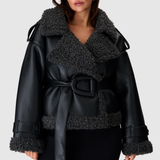 Jelena - Krátká bunda s páskem a hřejivou podšívkou