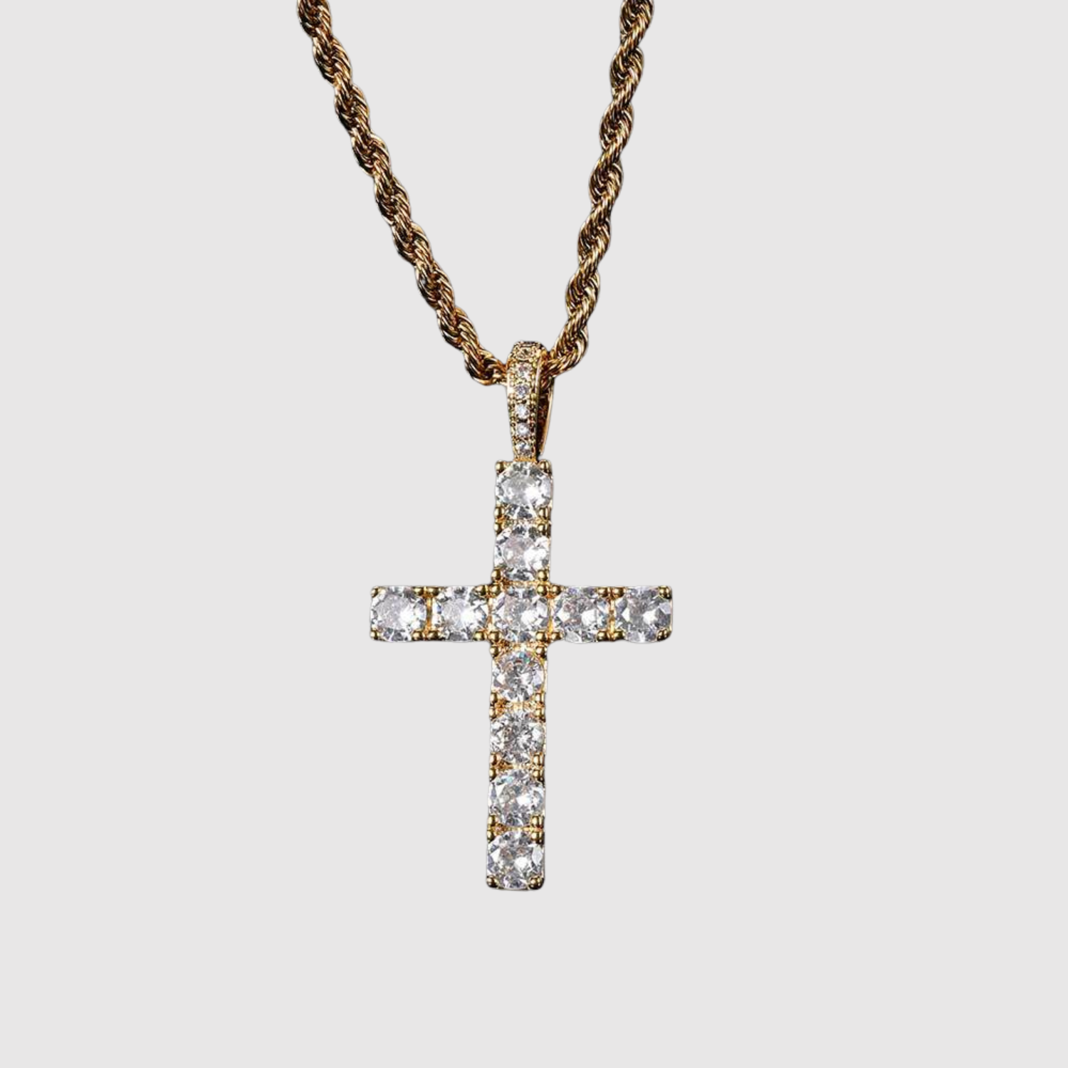 Amélie – Elegantní zlatý náhrdelník s moissanitovým křížem