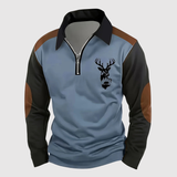 Adrian - Sportovní elegantní svetr s zipem a jelením vzorem