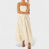 Isabel - Dlouhé pruhované šaty s elegantním designem