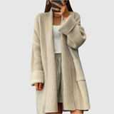 Nora – Dlouhý pletený kardigan s hřejivými rukávy