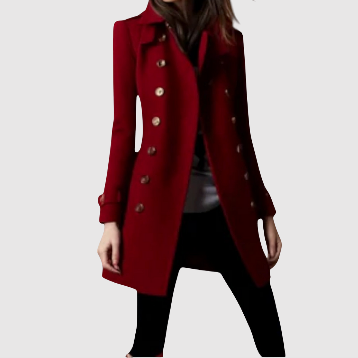 Jelena – Vojenský stylový kabát se zlatými knoflíky