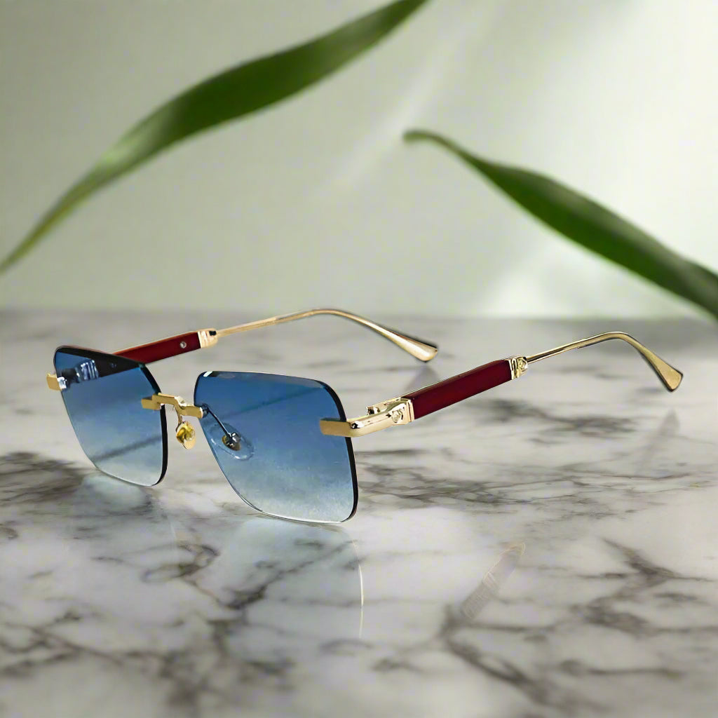 Alex – Obdélníkové sluneční brýle se zlatými akcenty