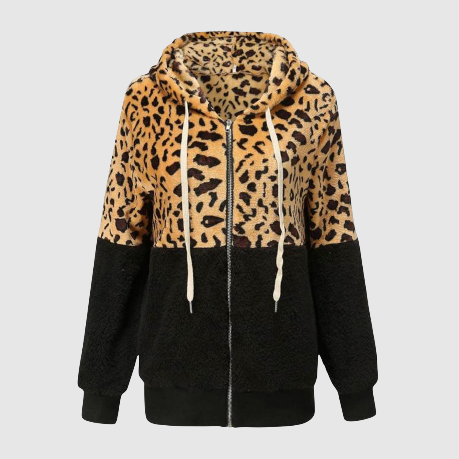 Nina – Mikina s leopardími prvky a fleecovou podšívkou