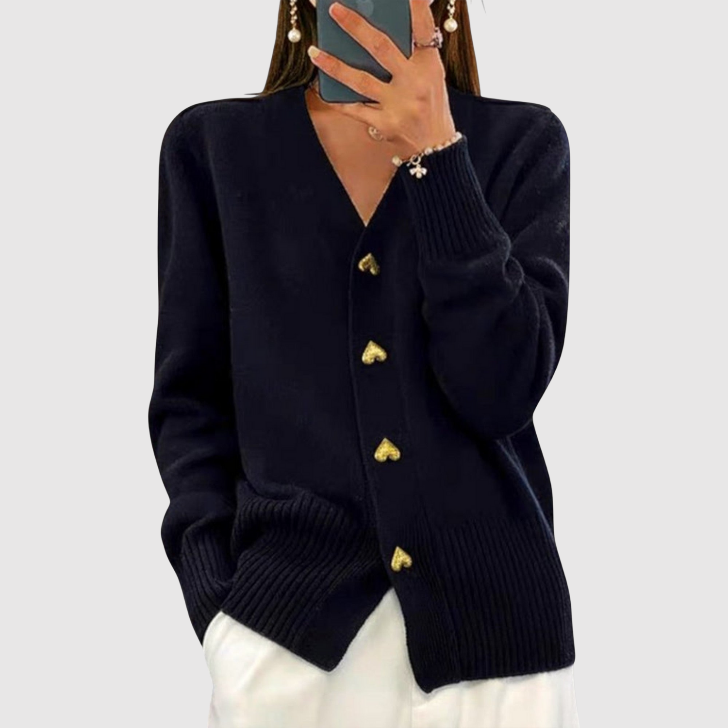 Nora – Kardigan s elegantními zlatými knoflíky