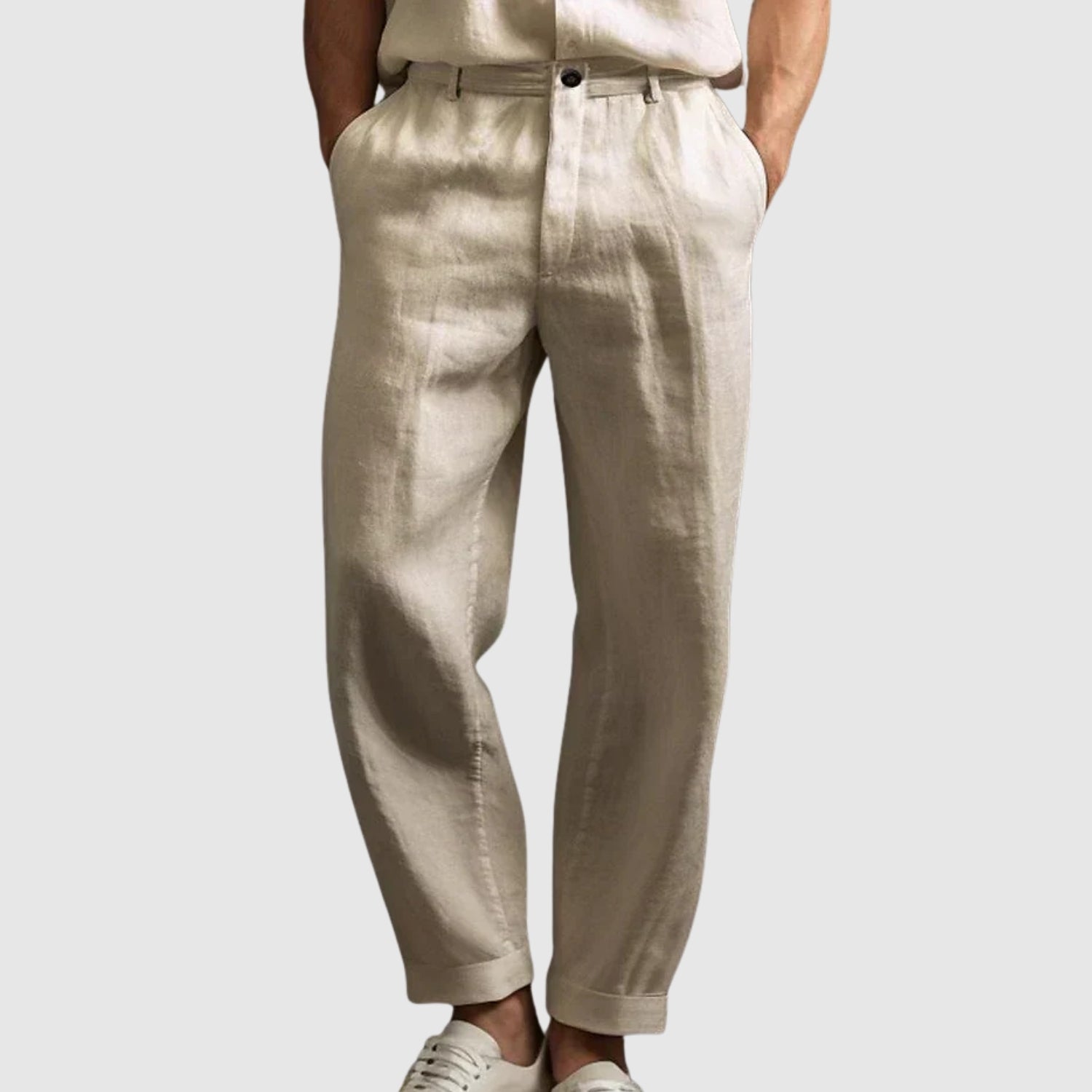 Leo - Letní kalhoty z bavlny a lněného materiálu