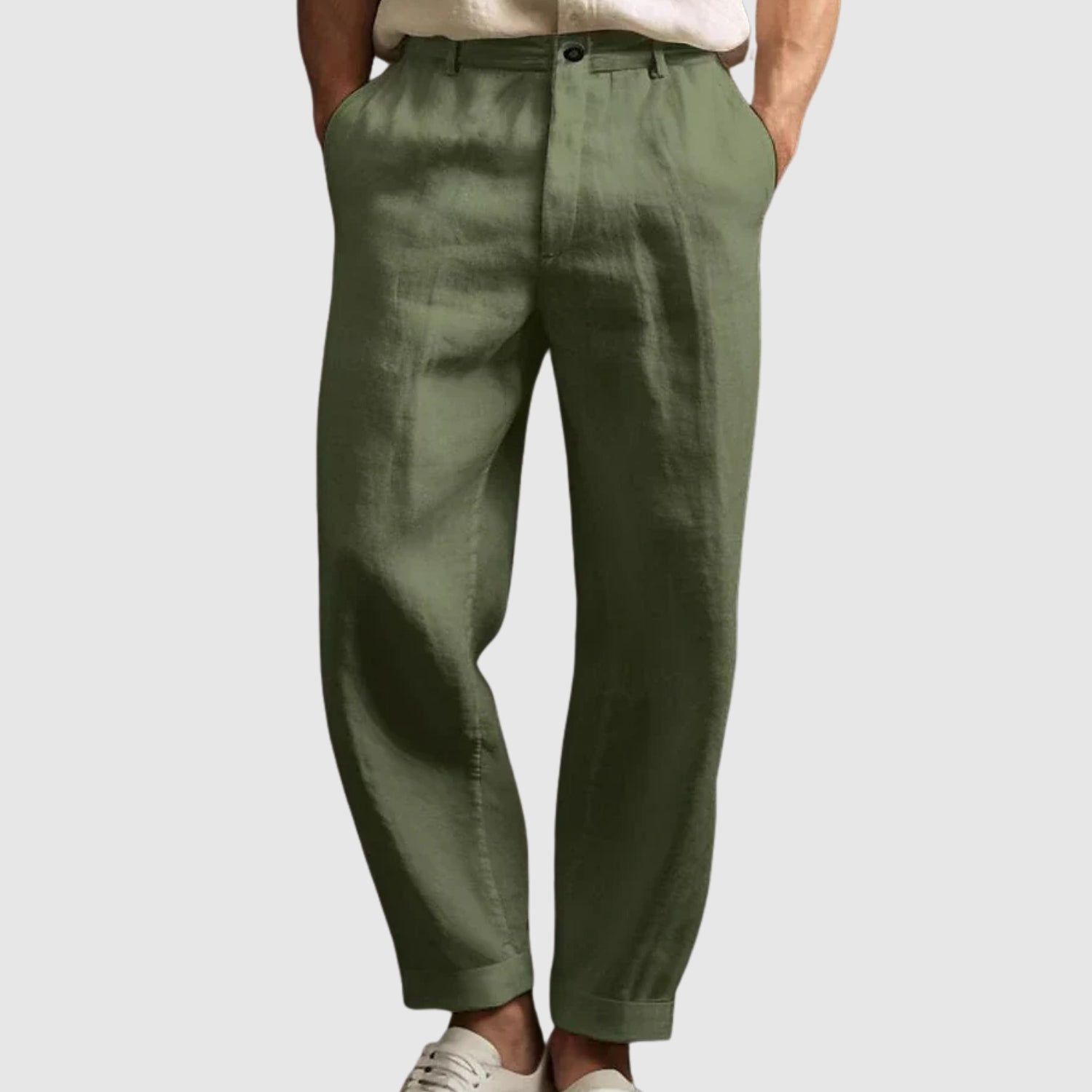 Leo - Letní kalhoty z bavlny a lněného materiálu