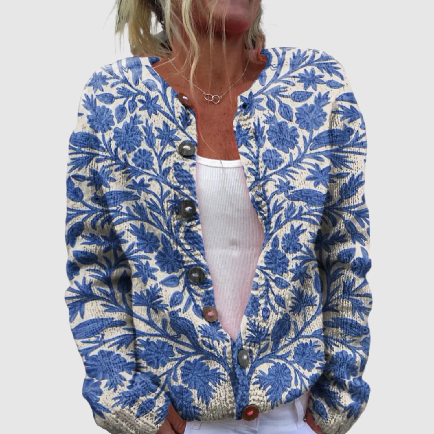 Nora – Květinový kardigan s knoflíkovým zapínáním