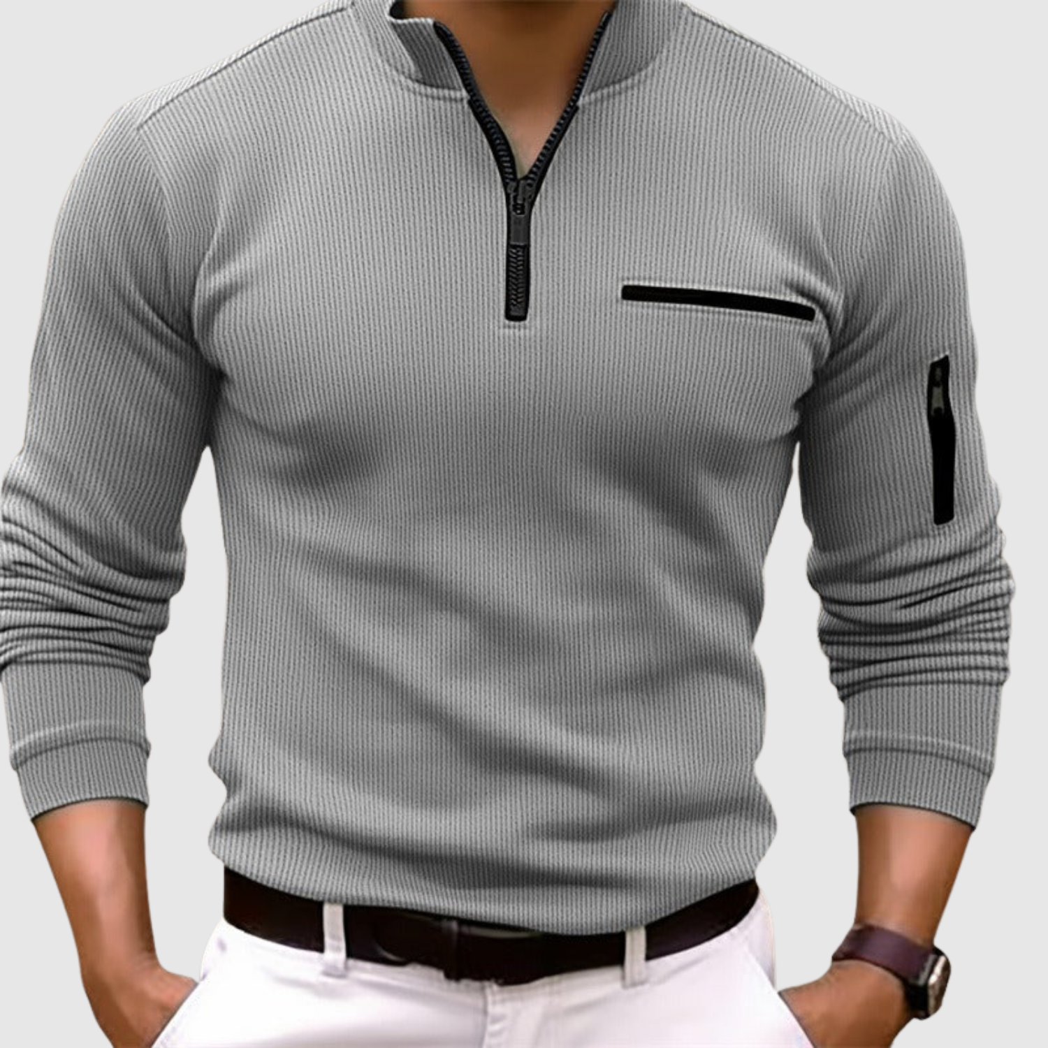 Adrian - Moderní pánská mikina s dlouhým rukávem a zipem