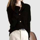 Nora – Stylový kardigan s límcem a knoflíkovým zapínáním