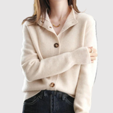 Nora – Stylový kardigan s límcem a knoflíkovým zapínáním