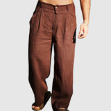 Leo – Letní lněné kalhoty s volnými nohavicemi