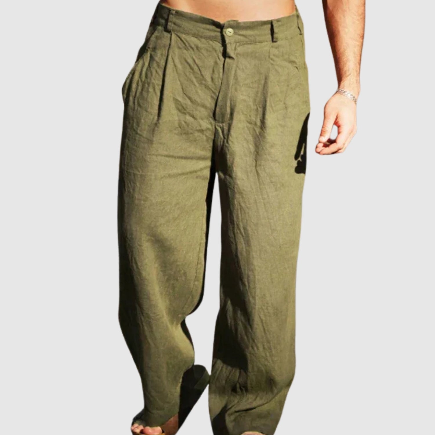 Leo – Letní lněné kalhoty s volnými nohavicemi