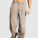 Leo – Letní lněné kalhoty s volnými nohavicemi