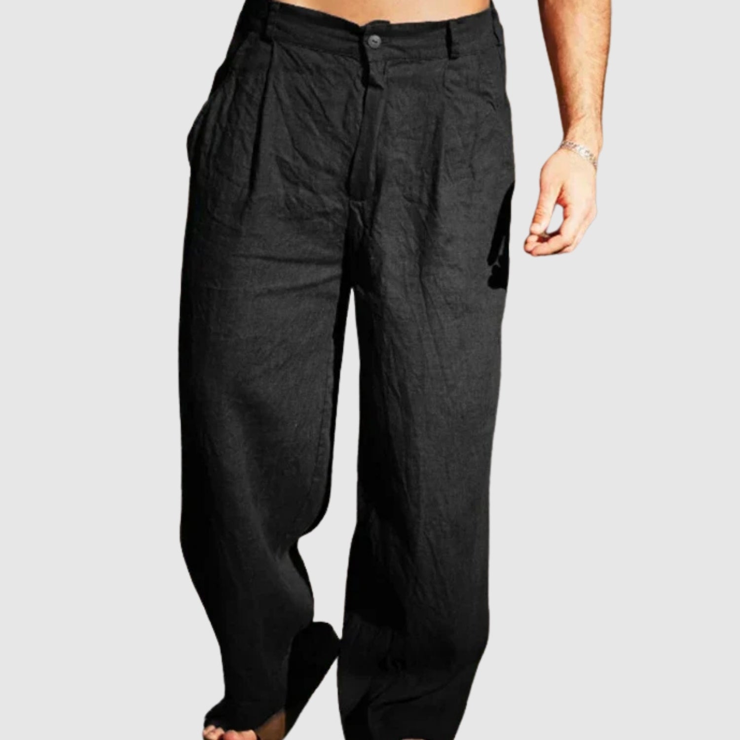 Leo – Letní lněné kalhoty s volnými nohavicemi